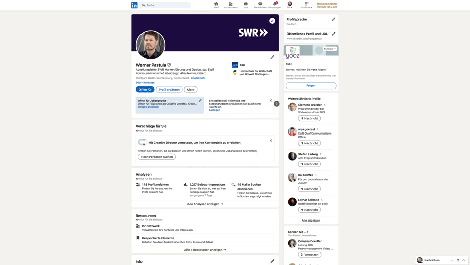 Screenshot LinkedIn-Seite